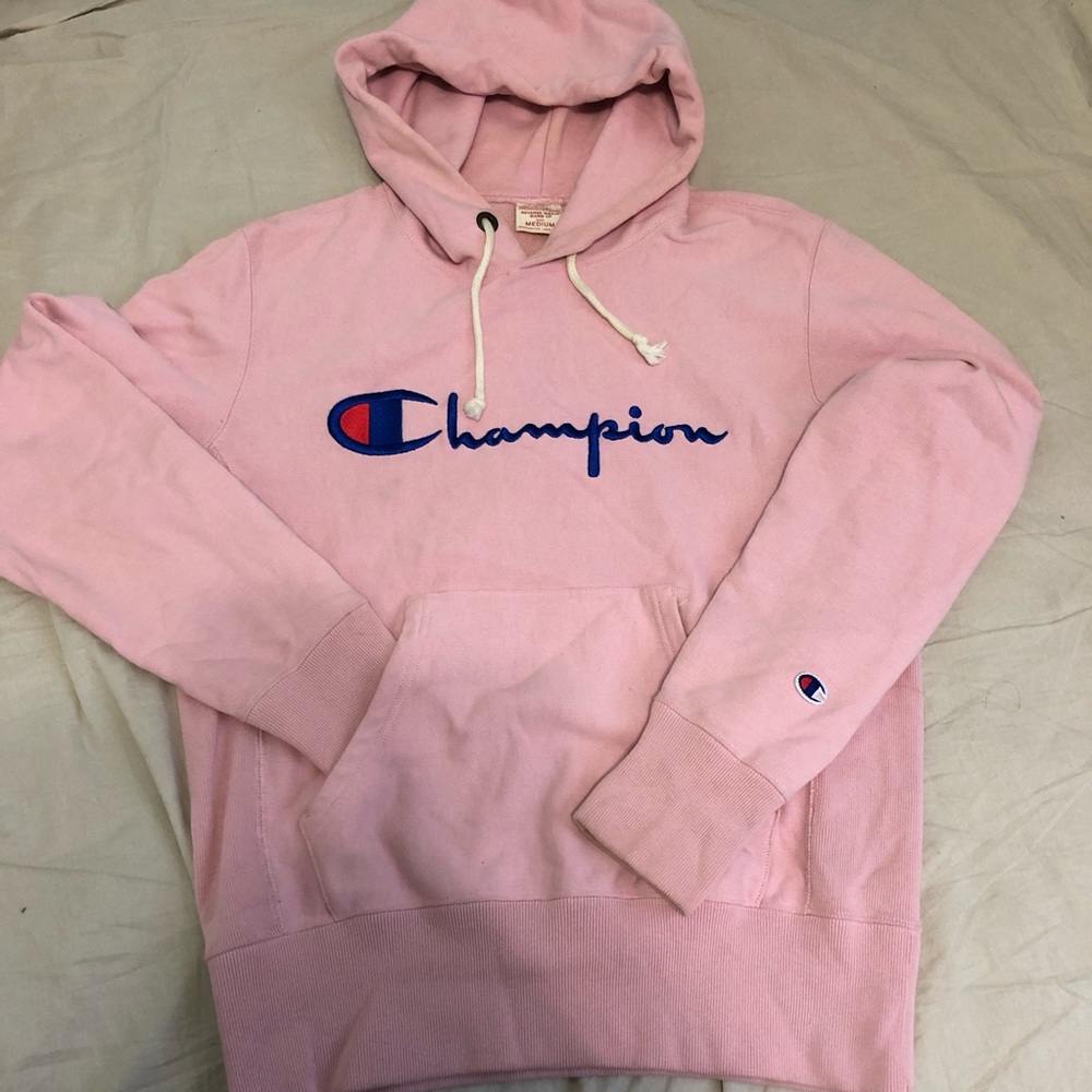 Champion Baby Pink Reverse Weave Warm Up Hoodie